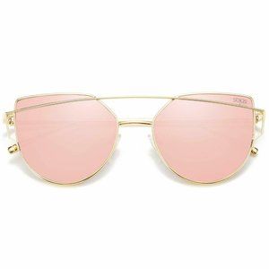 SOJOS Cat Eye Mirrored Flat Lenses Street Fashion